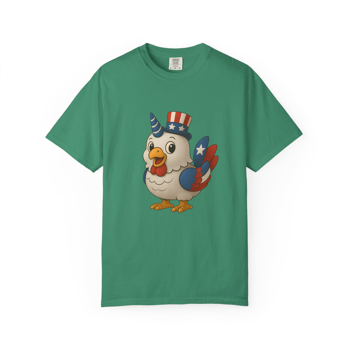Patriotic Chicken T-shirt, Unisex Garment-Dyed Tee, Funny Graphic Tee, Fourth of July Shirt, Holiday Apparel, Casual Summer Wear