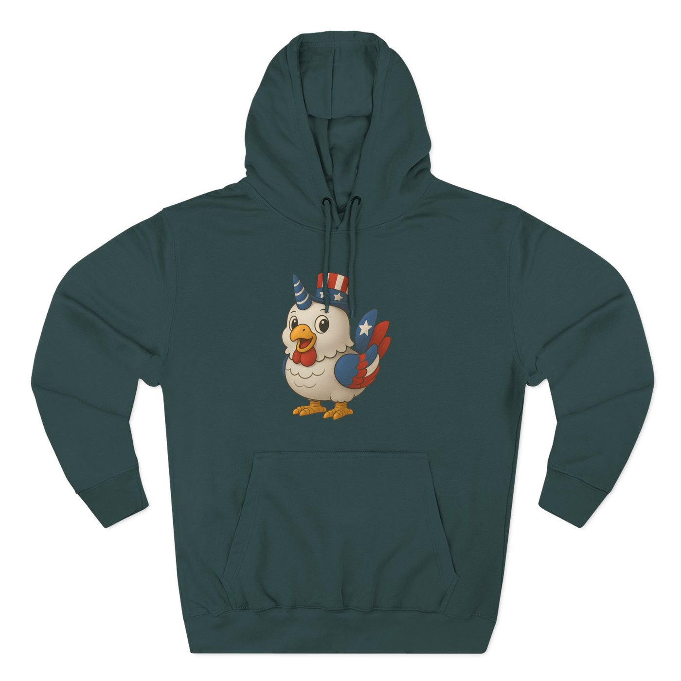 Patriotic Unicorn Chicken Fleece Hoodie, Fun Animal Hoodie, Custom Hoodie, Gift for Kids, Fourth of July Apparel, Summer Fashion