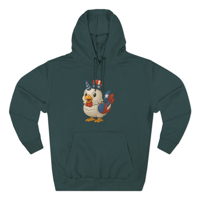 Patriotic Unicorn Chicken Fleece Hoodie, Fun Animal Hoodie, Custom Hoodie, Gift for Kids, Fourth of July Apparel, Summer Fashion