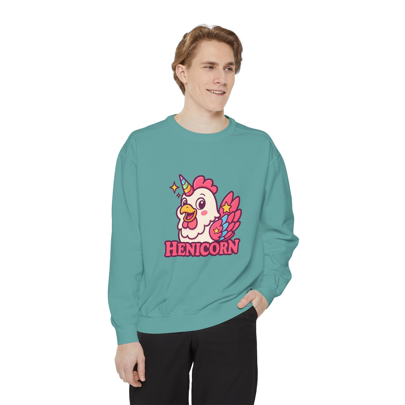 Henicorn Unisex Sweatshirt, Cute Sweater for Animal Lovers, Cozy Gift for Birthdays, Funny Chicken Apparel, Trendy Comfortable Wear