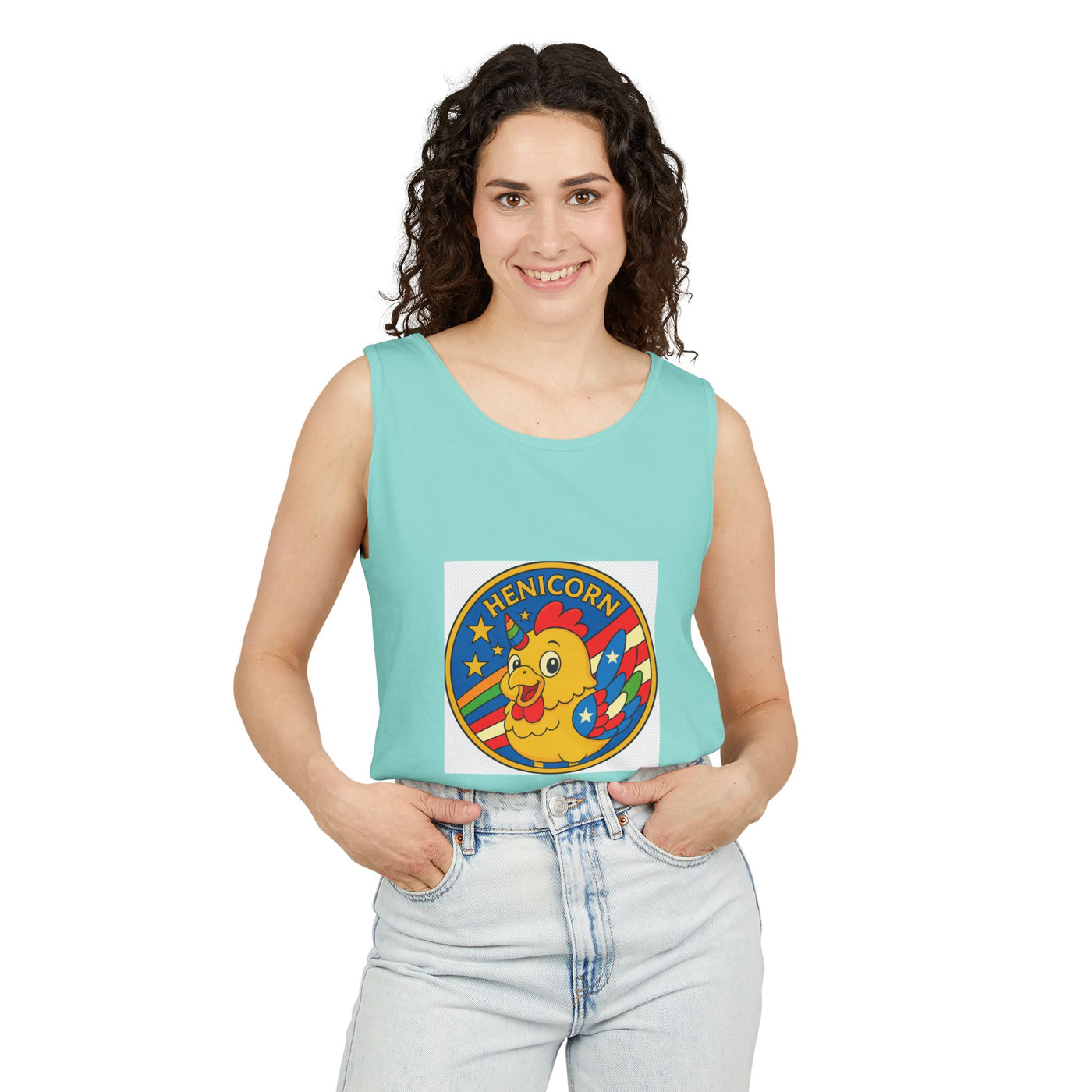 Henicorn Unisex Tank Top - Fun Graphic Tee for Summer, Gifts for Chicken Lovers, Festival Wear, Casual Wear, Unique Fashion