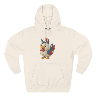 Patriotic Unicorn Chicken Fleece Hoodie, Fun Animal Hoodie, Custom Hoodie, Gift for Kids, Fourth of July Apparel, Summer Fashion