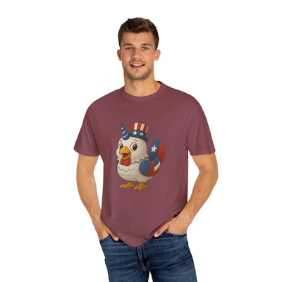 Patriotic Chicken T-shirt, Unisex Garment-Dyed Tee, Funny Graphic Tee, Fourth of July Shirt, Holiday Apparel, Casual Summer Wear