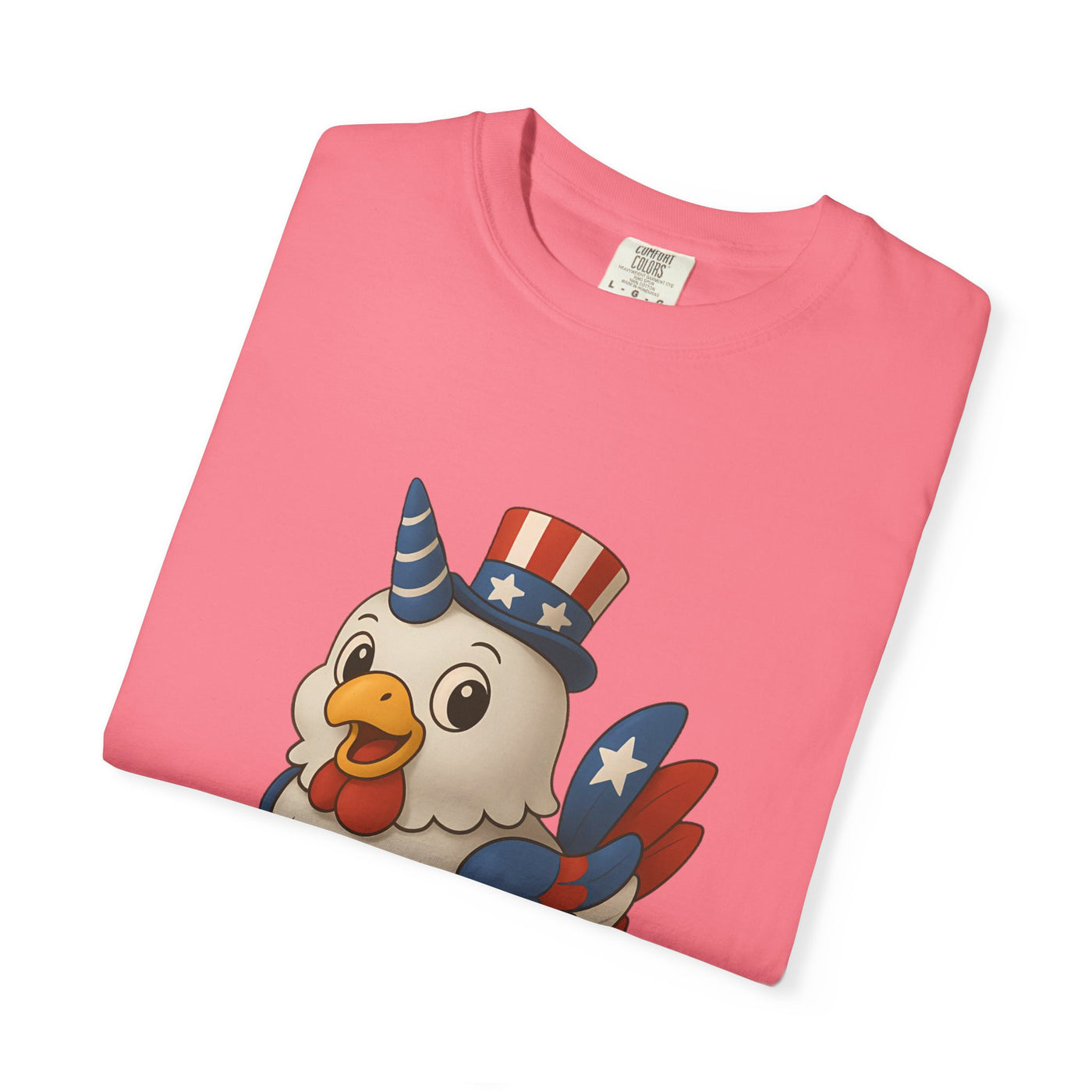 Patriotic Chicken T-shirt, Unisex Garment-Dyed Tee, Funny Graphic Tee, Fourth of July Shirt, Holiday Apparel, Casual Summer Wear