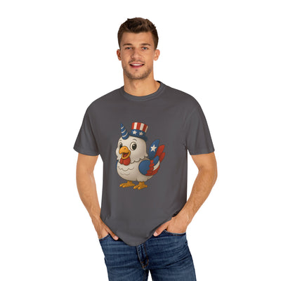 Patriotic Chicken T-shirt, Unisex Garment-Dyed Tee, Funny Graphic Tee, Fourth of July Shirt, Holiday Apparel, Casual Summer Wear