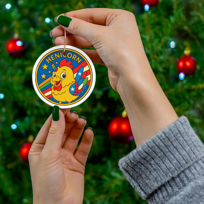 Whimsical Henicorn Ceramic Ornament, Fun Holiday Decor, Unique Gift for Kids, Playful Home Accent, Celebrate Creativity