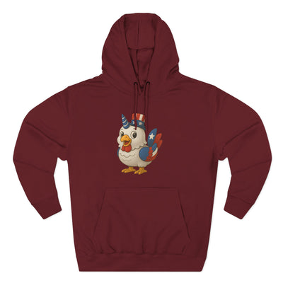 Patriotic Unicorn Chicken Fleece Hoodie, Fun Animal Hoodie, Custom Hoodie, Gift for Kids, Fourth of July Apparel, Summer Fashion