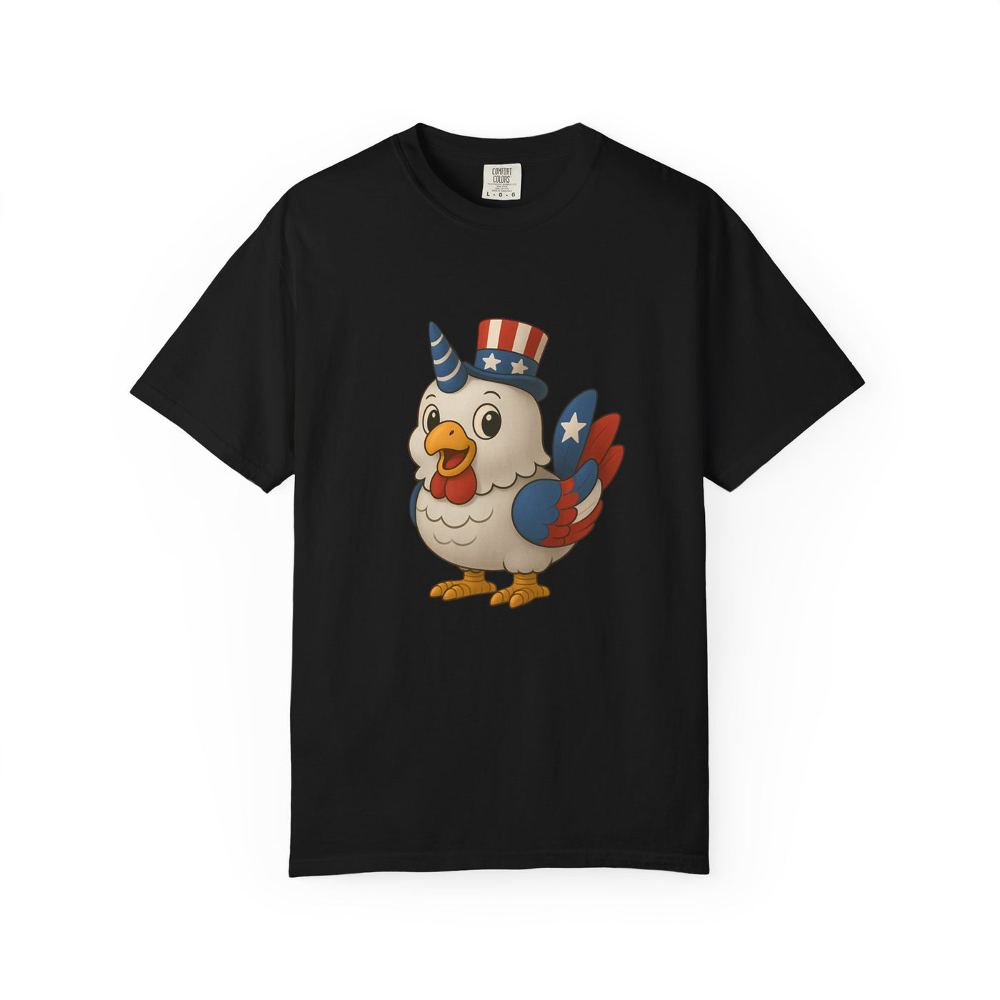Patriotic Chicken T-shirt, Unisex Garment-Dyed Tee, Funny Graphic Tee, Fourth of July Shirt, Holiday Apparel, Casual Summer Wear