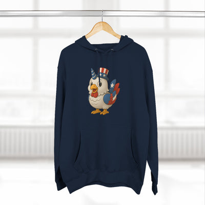 Patriotic Unicorn Chicken Fleece Hoodie, Fun Animal Hoodie, Custom Hoodie, Gift for Kids, Fourth of July Apparel, Summer Fashion