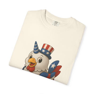 Patriotic Chicken T-shirt, Unisex Garment-Dyed Tee, Funny Graphic Tee, Fourth of July Shirt, Holiday Apparel, Casual Summer Wear