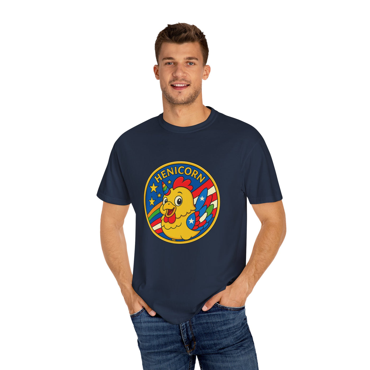 Henicorn Graphic T-Shirt, Funny Gift, Unisex Casual Tee, Quirky Apparel, Chicken Lover Shirt, Celebrate Uniqueness