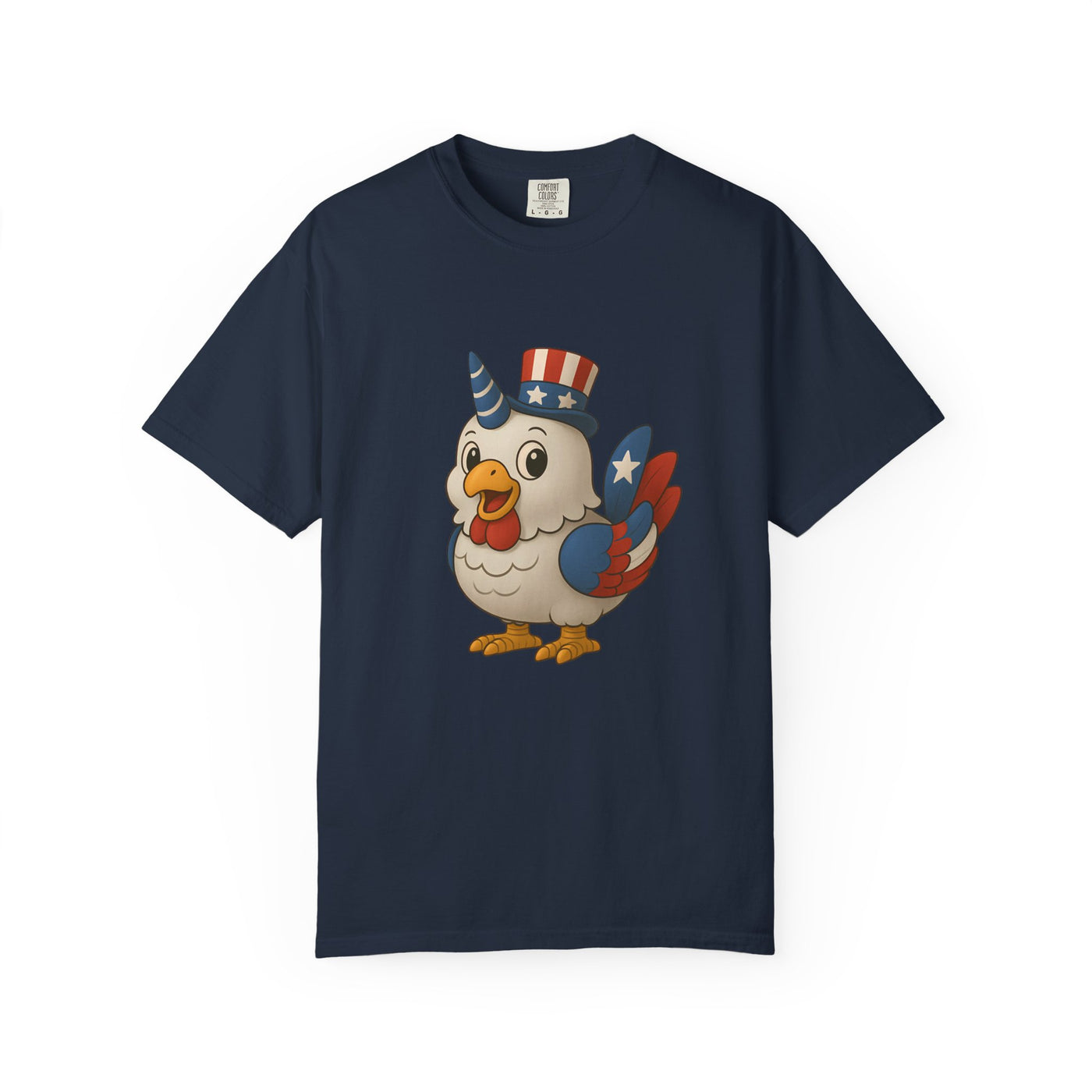 Patriotic Chicken T-shirt, Unisex Garment-Dyed Tee, Funny Graphic Tee, Fourth of July Shirt, Holiday Apparel, Casual Summer Wear