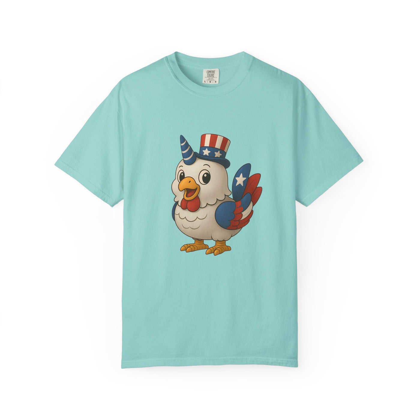 Patriotic Chicken T-shirt, Unisex Garment-Dyed Tee, Funny Graphic Tee, Fourth of July Shirt, Holiday Apparel, Casual Summer Wear