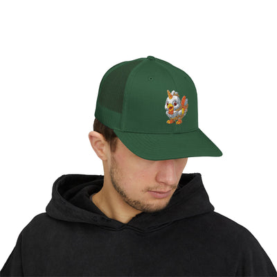 Sparkling Chicken Snapback Trucker Cap | Fun Retro Hat for Festivals, Gatherings, Gifts, Birthday Parties, Casual Wear