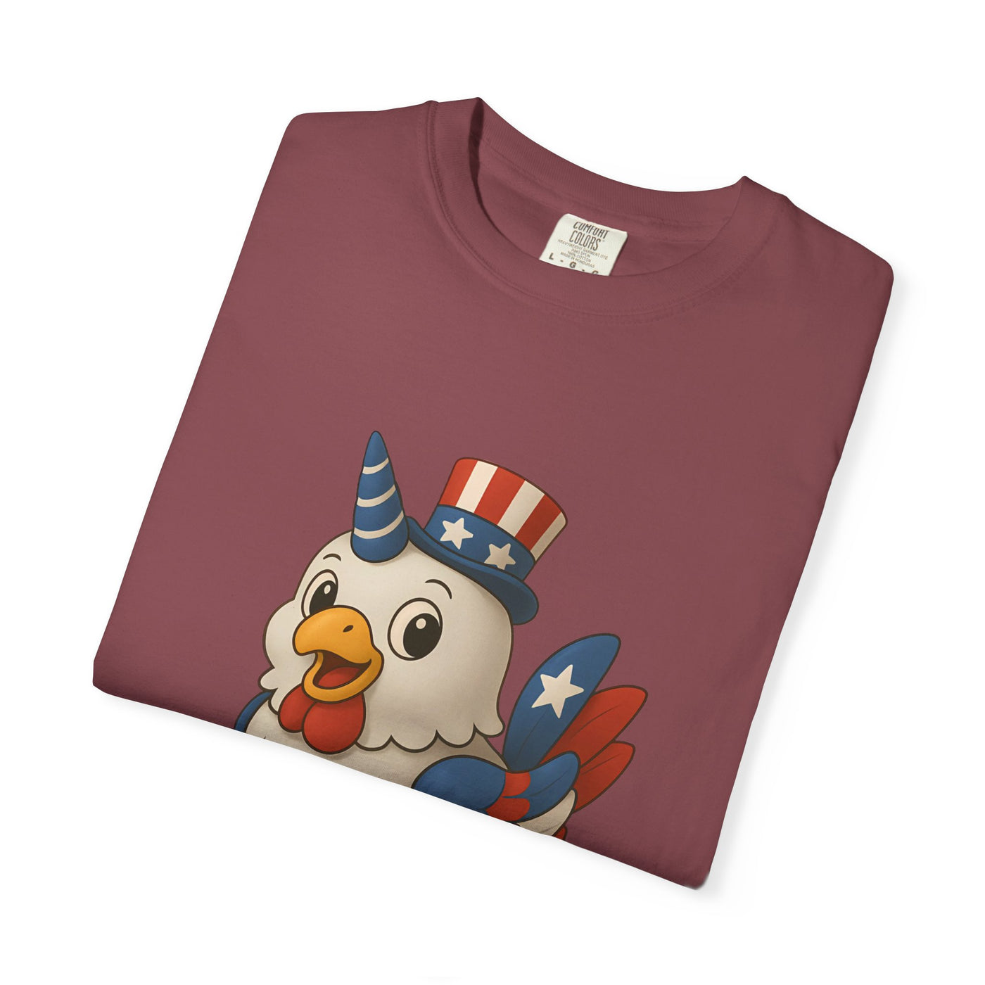 Patriotic Chicken T-shirt, Unisex Garment-Dyed Tee, Funny Graphic Tee, Fourth of July Shirt, Holiday Apparel, Casual Summer Wear