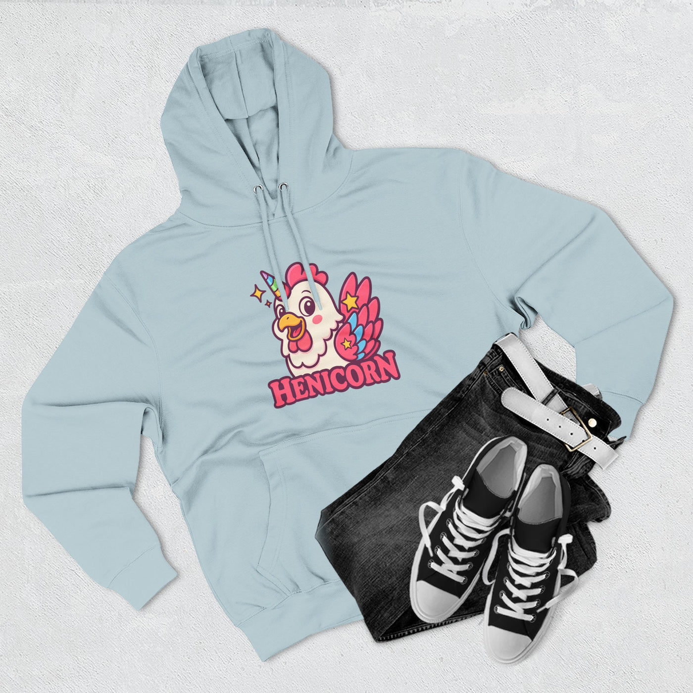 Henicorn Graphic Hoodie, Cute Fleece Sweatshirt, Unique Animal Hoodie, Gift for Animal Lovers, Cozy Graphic Apparel, Fun Unicorn Hoodie