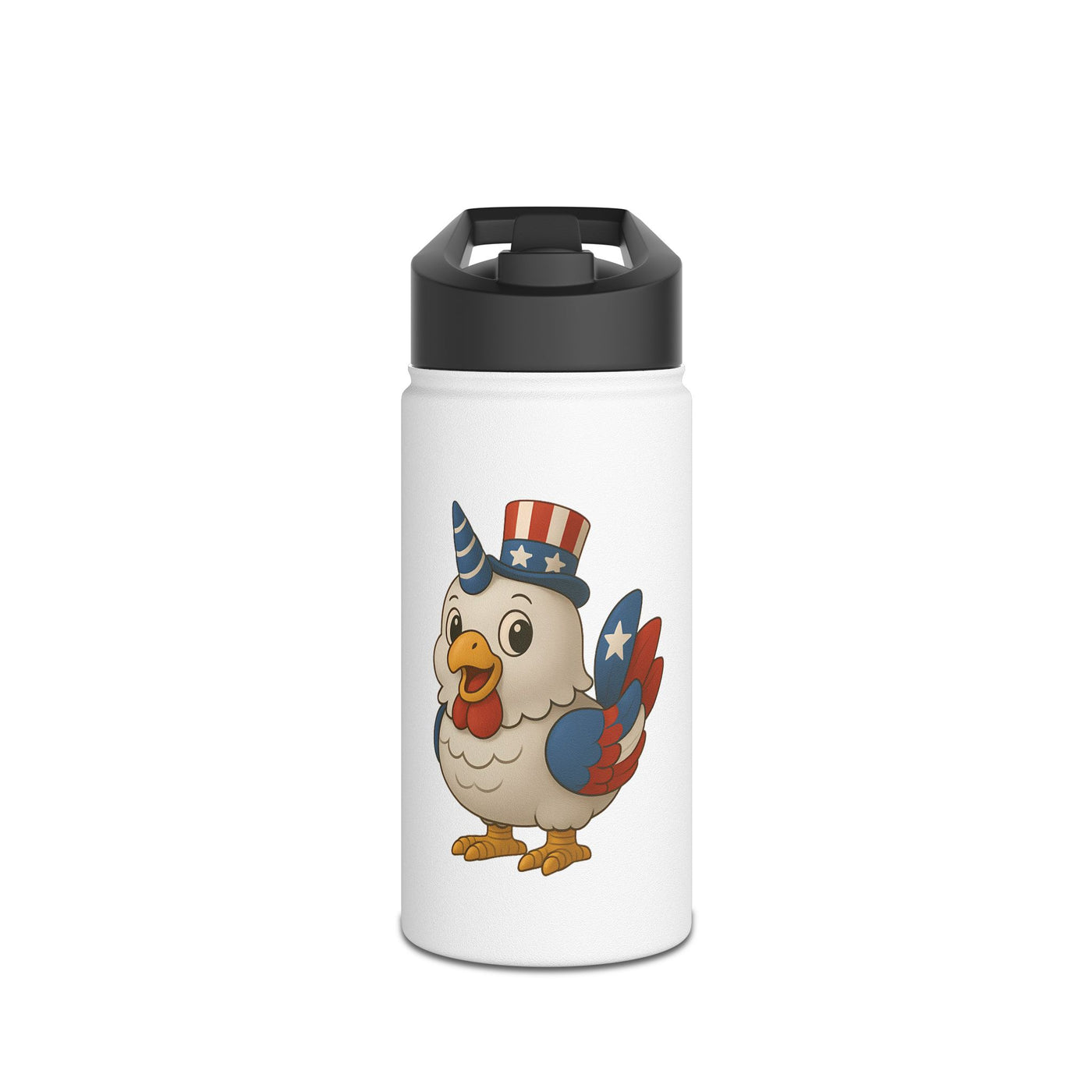 Patriotic Cartoon Water Bottle, Summer Hydration, Travel Mug, Kids' Water Bottle, Fourth of July Gift, Outdoor Adventure
