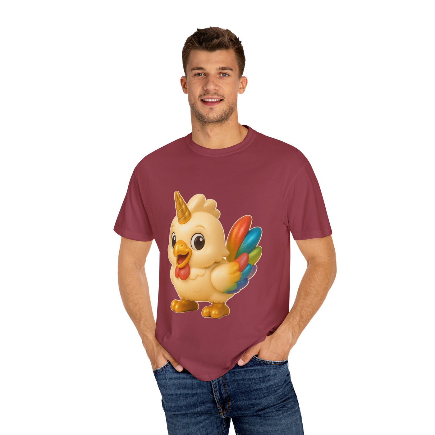 Whimsical Animal T-Shirt, Cute Unicorn Chicken Tee, Fun Gift for Kids & Adults, Casual Wear, Playful Graphic Top, Summer Apparel