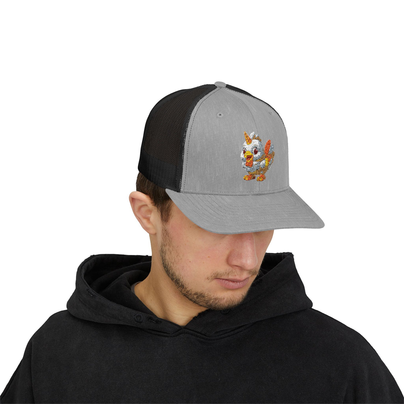 Sparkling Chicken Snapback Trucker Cap | Fun Retro Hat for Festivals, Gatherings, Gifts, Birthday Parties, Casual Wear
