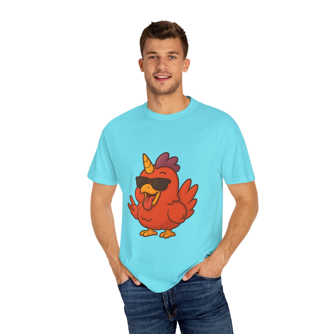 Cool Chicken Unicorn Graphic T-Shirt, Fun Tee for Animal Lovers, Summer Casual Wear, Gift for Birthdays, Festive Celebrations