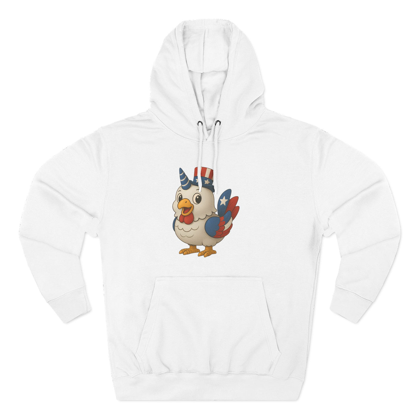 Patriotic Unicorn Chicken Fleece Hoodie, Fun Animal Hoodie, Custom Hoodie, Gift for Kids, Fourth of July Apparel, Summer Fashion
