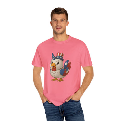 Patriotic Chicken T-shirt, Unisex Garment-Dyed Tee, Funny Graphic Tee, Fourth of July Shirt, Holiday Apparel, Casual Summer Wear