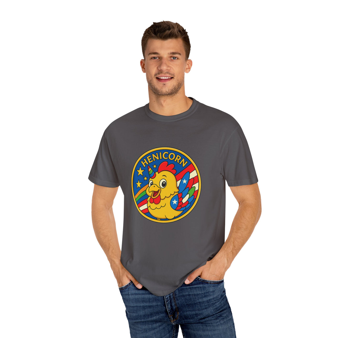 Henicorn Graphic T-Shirt, Funny Gift, Unisex Casual Tee, Quirky Apparel, Chicken Lover Shirt, Celebrate Uniqueness