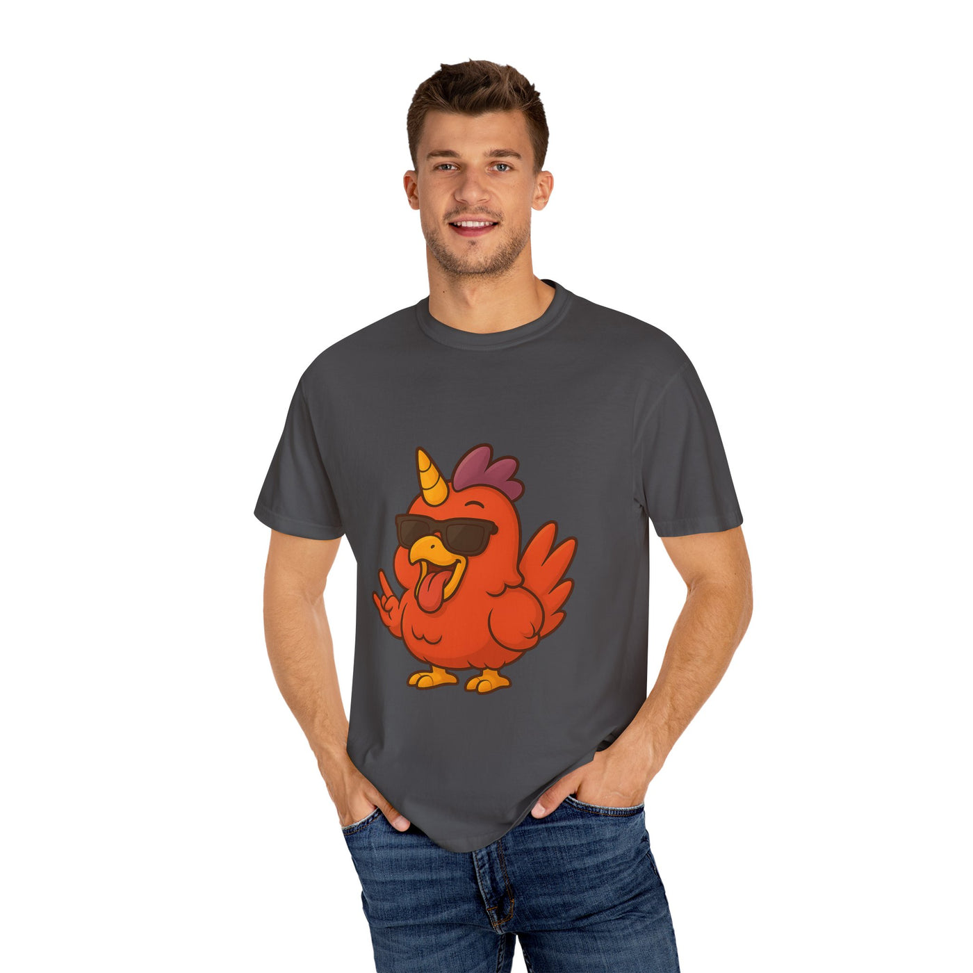 Cool Chicken Unicorn Graphic T-Shirt, Fun Tee for Animal Lovers, Summer Casual Wear, Gift for Birthdays, Festive Celebrations