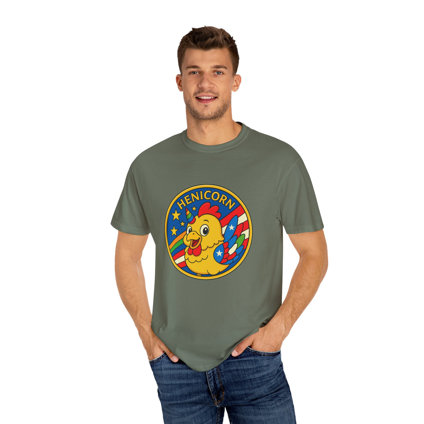 Henicorn Graphic T-Shirt, Funny Gift, Unisex Casual Tee, Quirky Apparel, Chicken Lover Shirt, Celebrate Uniqueness