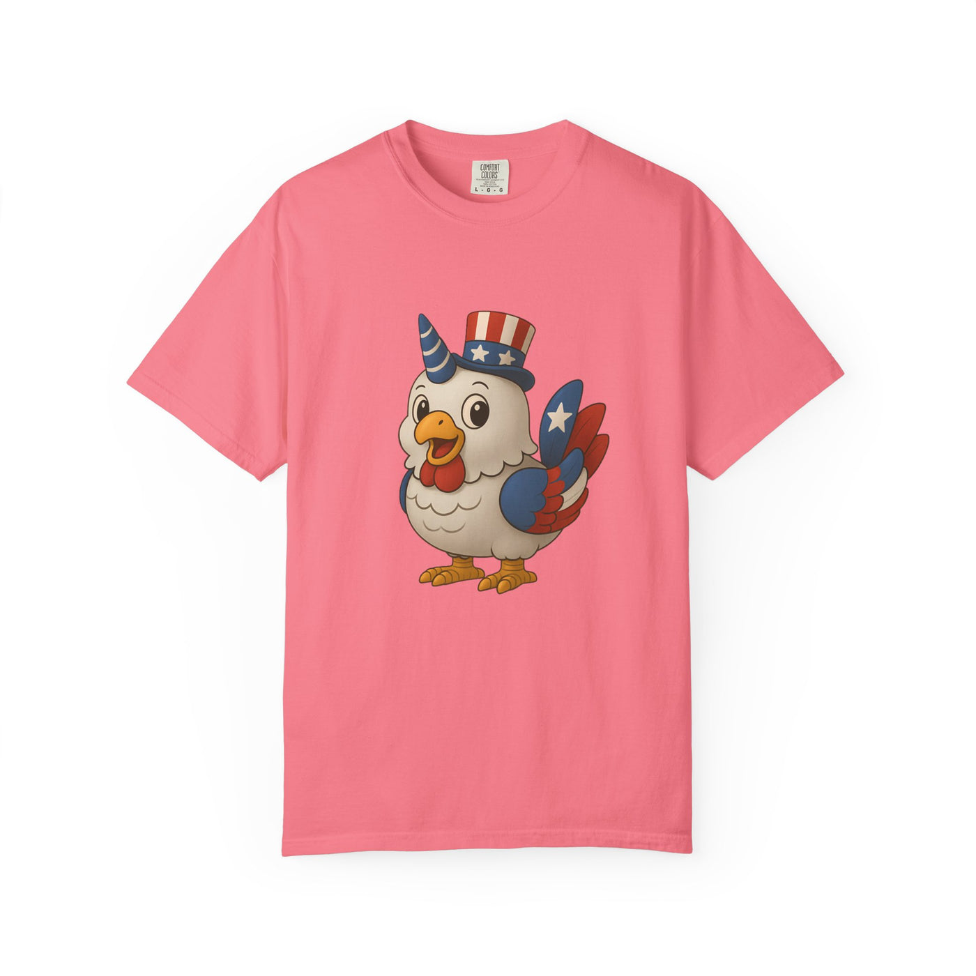 Patriotic Chicken T-shirt, Unisex Garment-Dyed Tee, Funny Graphic Tee, Fourth of July Shirt, Holiday Apparel, Casual Summer Wear