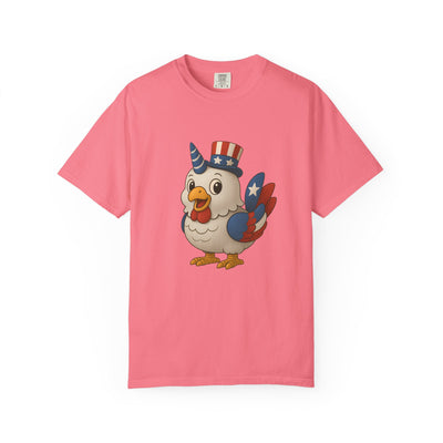 Patriotic Chicken T-shirt, Unisex Garment-Dyed Tee, Funny Graphic Tee, Fourth of July Shirt, Holiday Apparel, Casual Summer Wear