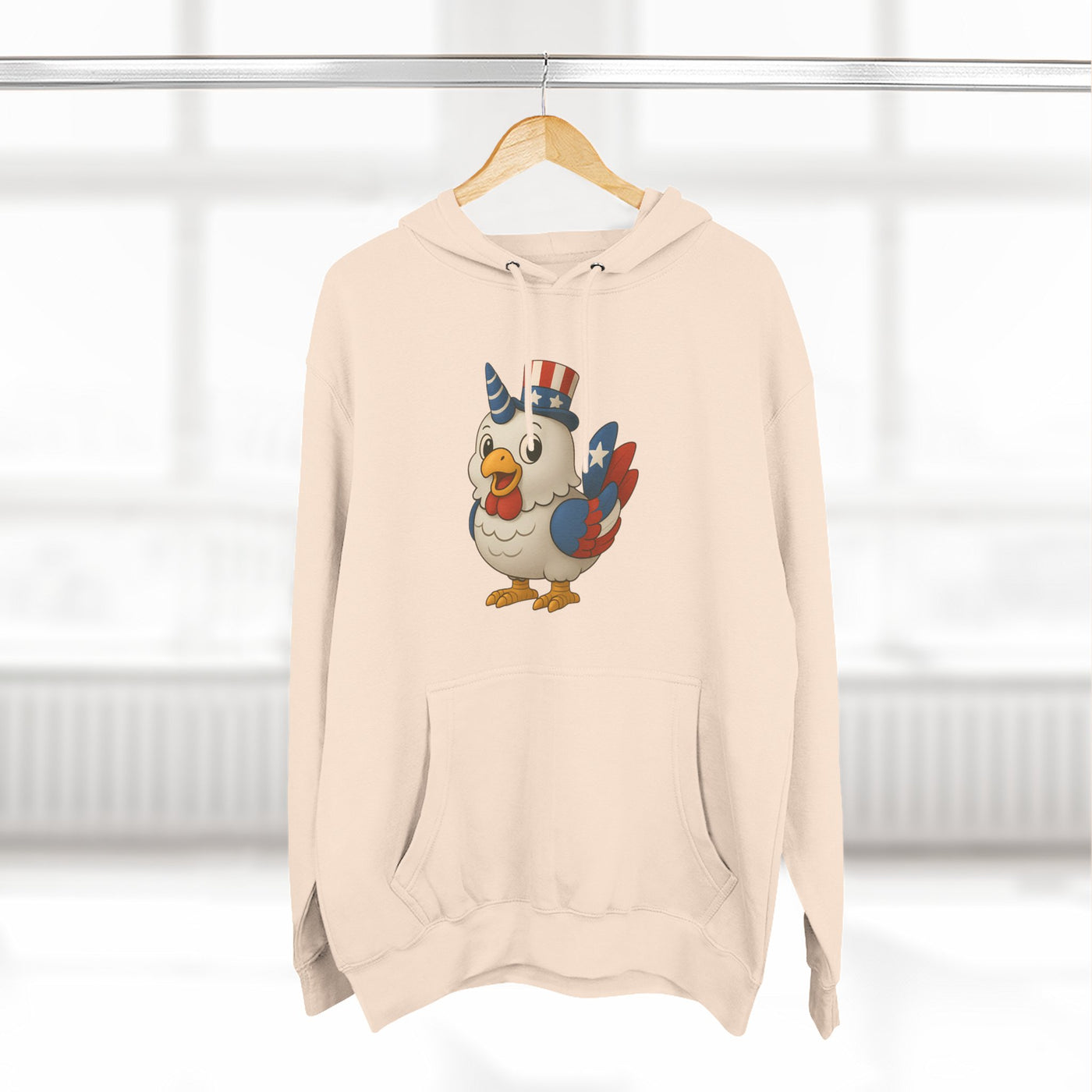 Patriotic Unicorn Chicken Fleece Hoodie, Fun Animal Hoodie, Custom Hoodie, Gift for Kids, Fourth of July Apparel, Summer Fashion