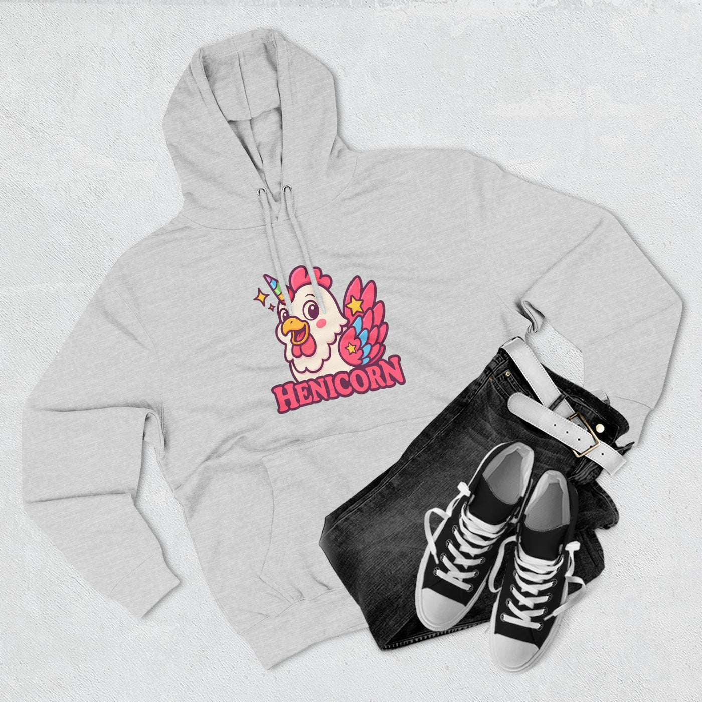 Henicorn Graphic Hoodie, Cute Fleece Sweatshirt, Unique Animal Hoodie, Gift for Animal Lovers, Cozy Graphic Apparel, Fun Unicorn Hoodie