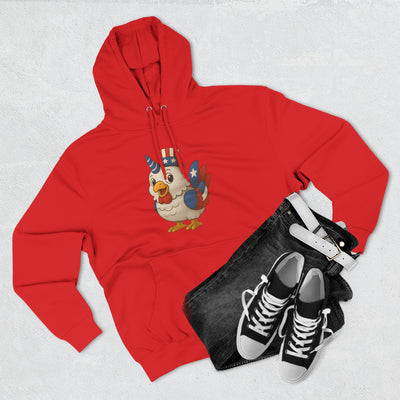 Patriotic Unicorn Chicken Fleece Hoodie, Fun Animal Hoodie, Custom Hoodie, Gift for Kids, Fourth of July Apparel, Summer Fashion
