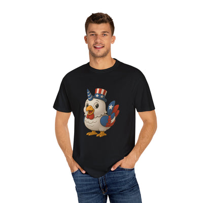 Patriotic Chicken T-shirt, Unisex Garment-Dyed Tee, Funny Graphic Tee, Fourth of July Shirt, Holiday Apparel, Casual Summer Wear