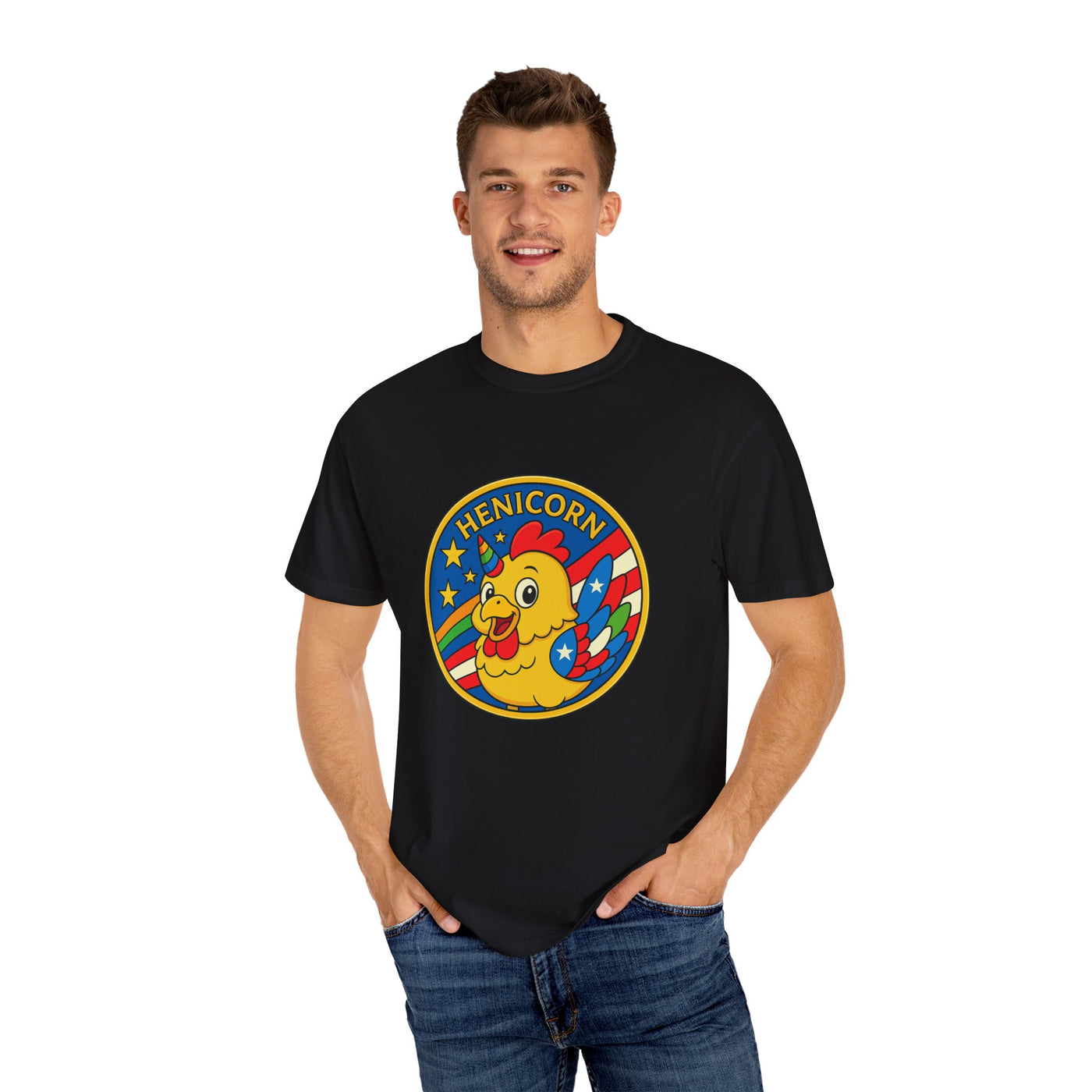 Henicorn Graphic T-Shirt, Funny Gift, Unisex Casual Tee, Quirky Apparel, Chicken Lover Shirt, Celebrate Uniqueness