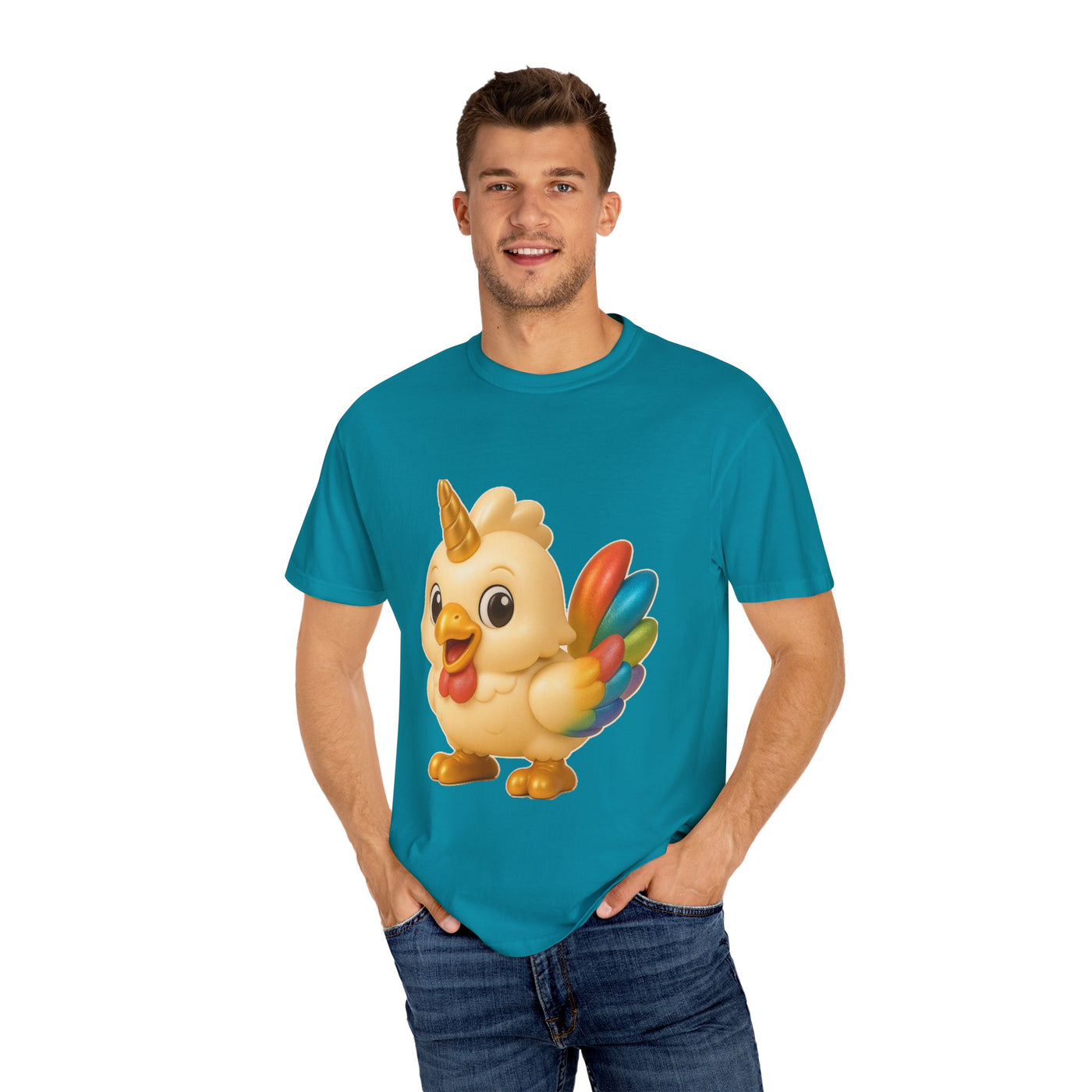 Whimsical Animal T-Shirt, Cute Unicorn Chicken Tee, Fun Gift for Kids & Adults, Casual Wear, Playful Graphic Top, Summer Apparel